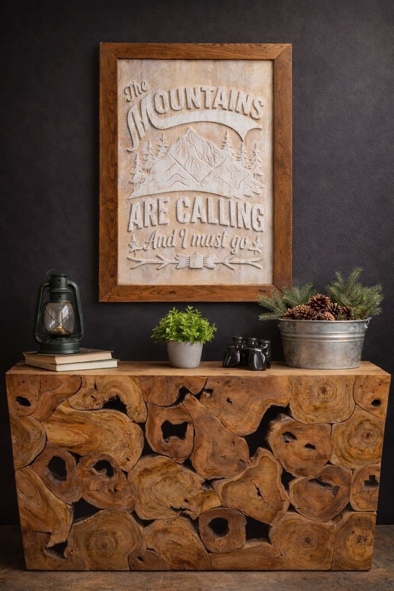 Ibolili Teak Slice Console Table