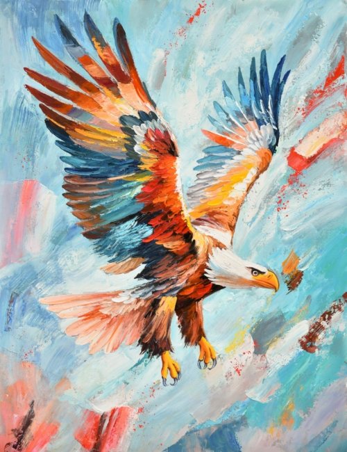 Pastel Colored Flying Eagle Giclee