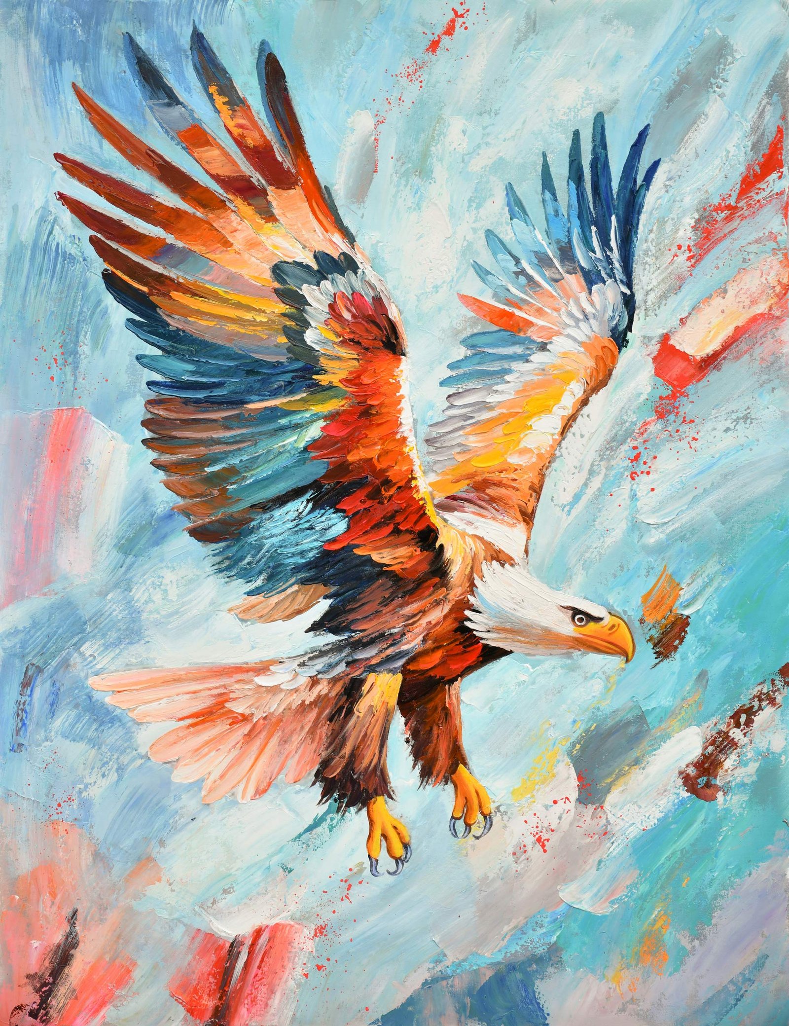 Pastel Colored Flying Eagle Giclee
