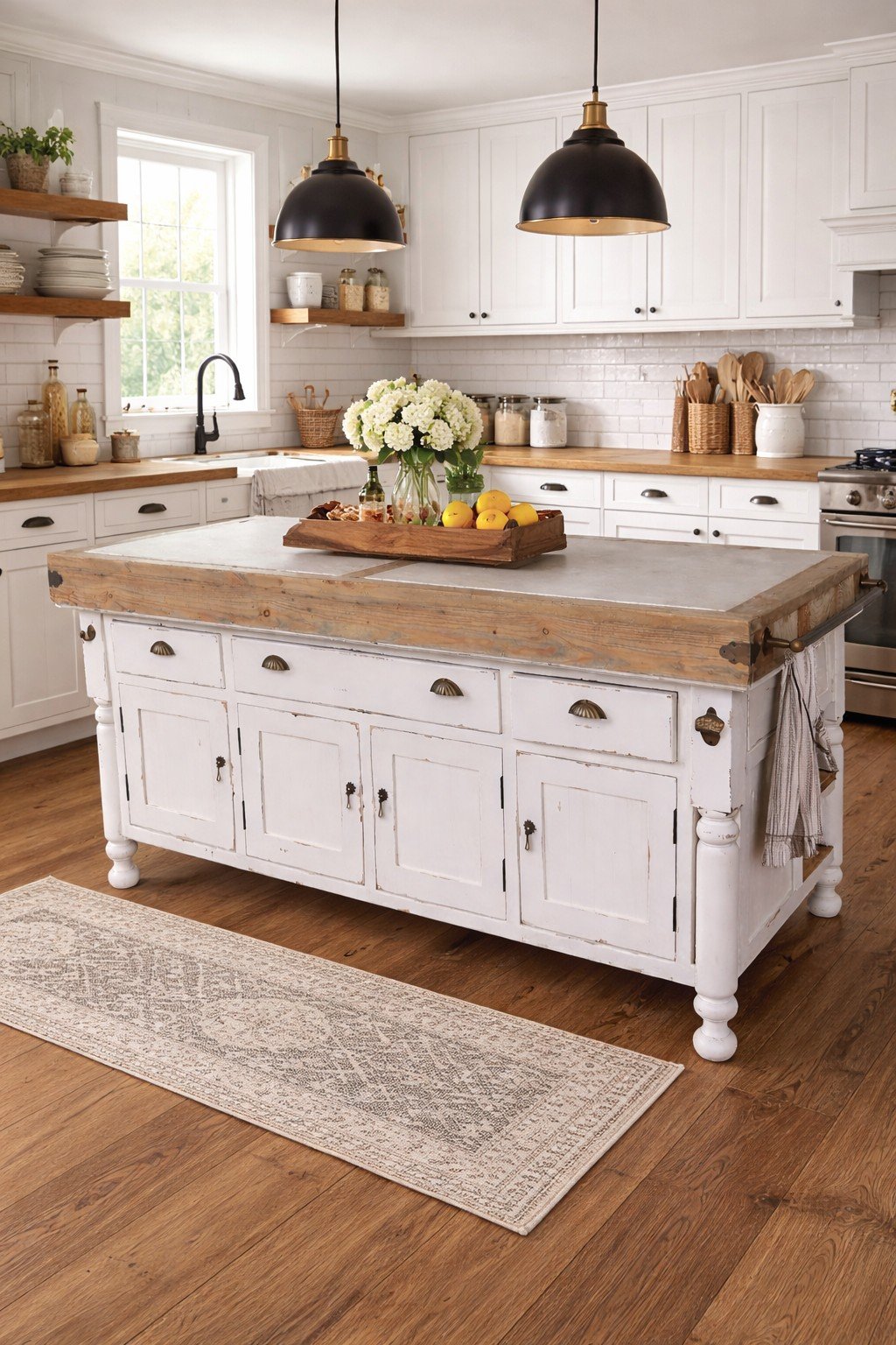 Large Marble Top Kitchen Island