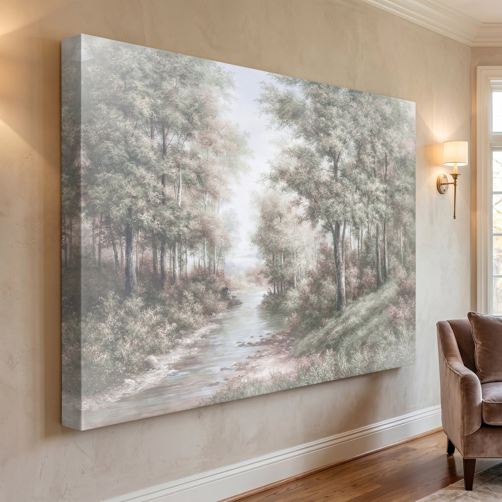Serenity Along the Creek 36x48 Gallery Wrapped Hand Embellished Giclee Canvas