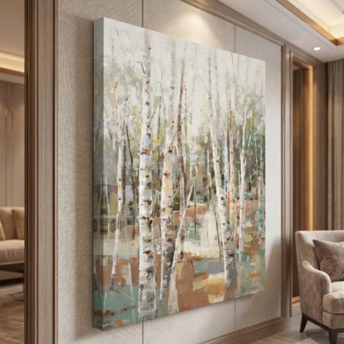 Birchwood Forest 36x48 Gallery Wrapped Hand Embellished Giclee Canvas