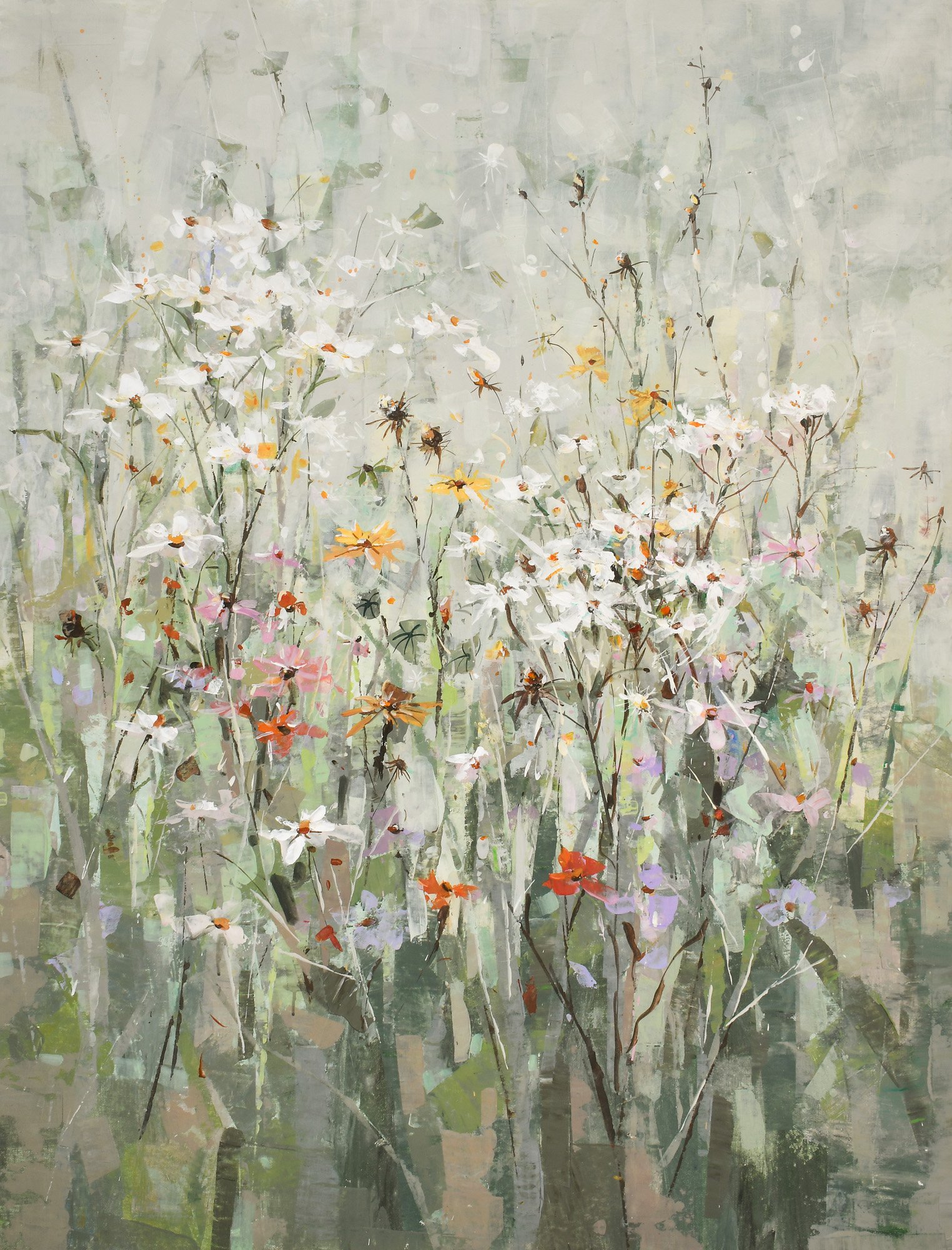 Wildflowers 36x48 Gallery Wrapped Hand Embellished Giclee Canvas - Image 3