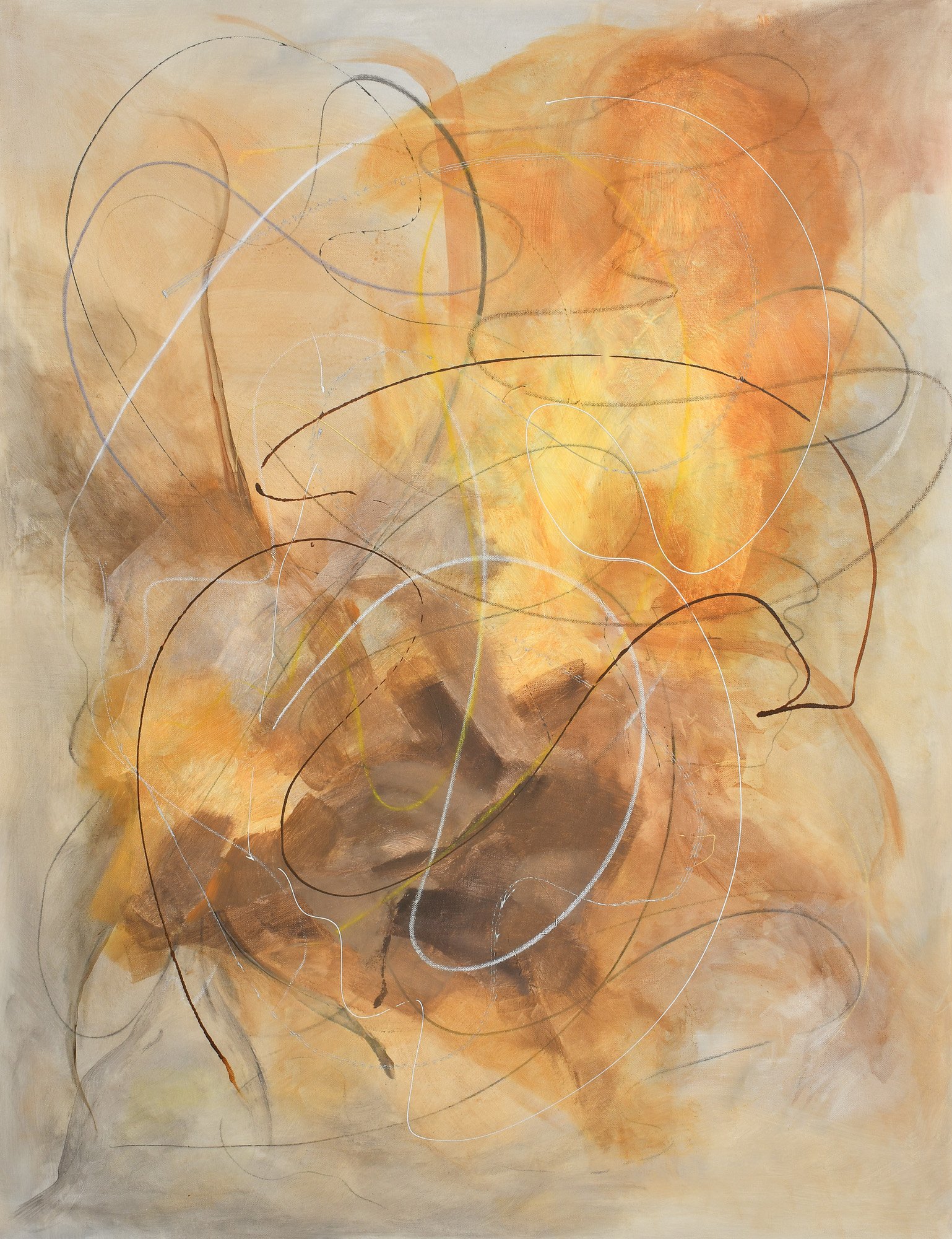 Abstract Amber Tones 36x48 Gallery Wrapped Hand Embellished Giclee Canvas - Image 3