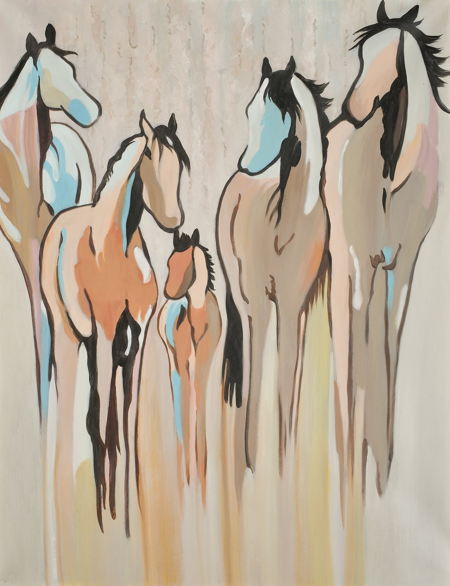 Wild Horses 36x48 Gallery Wrapped Hand Embellished Giclee Canvas - Image 3