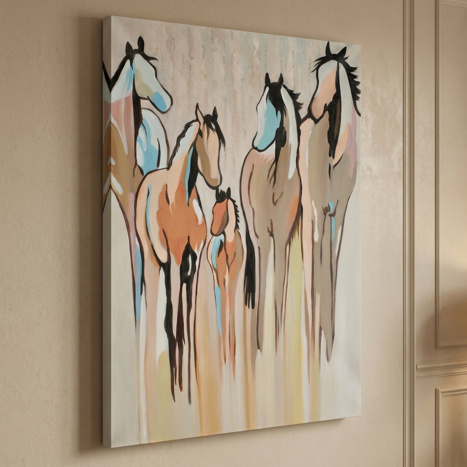 Wild Horses 36x48 Gallery Wrapped Hand Embellished Giclee Canvas