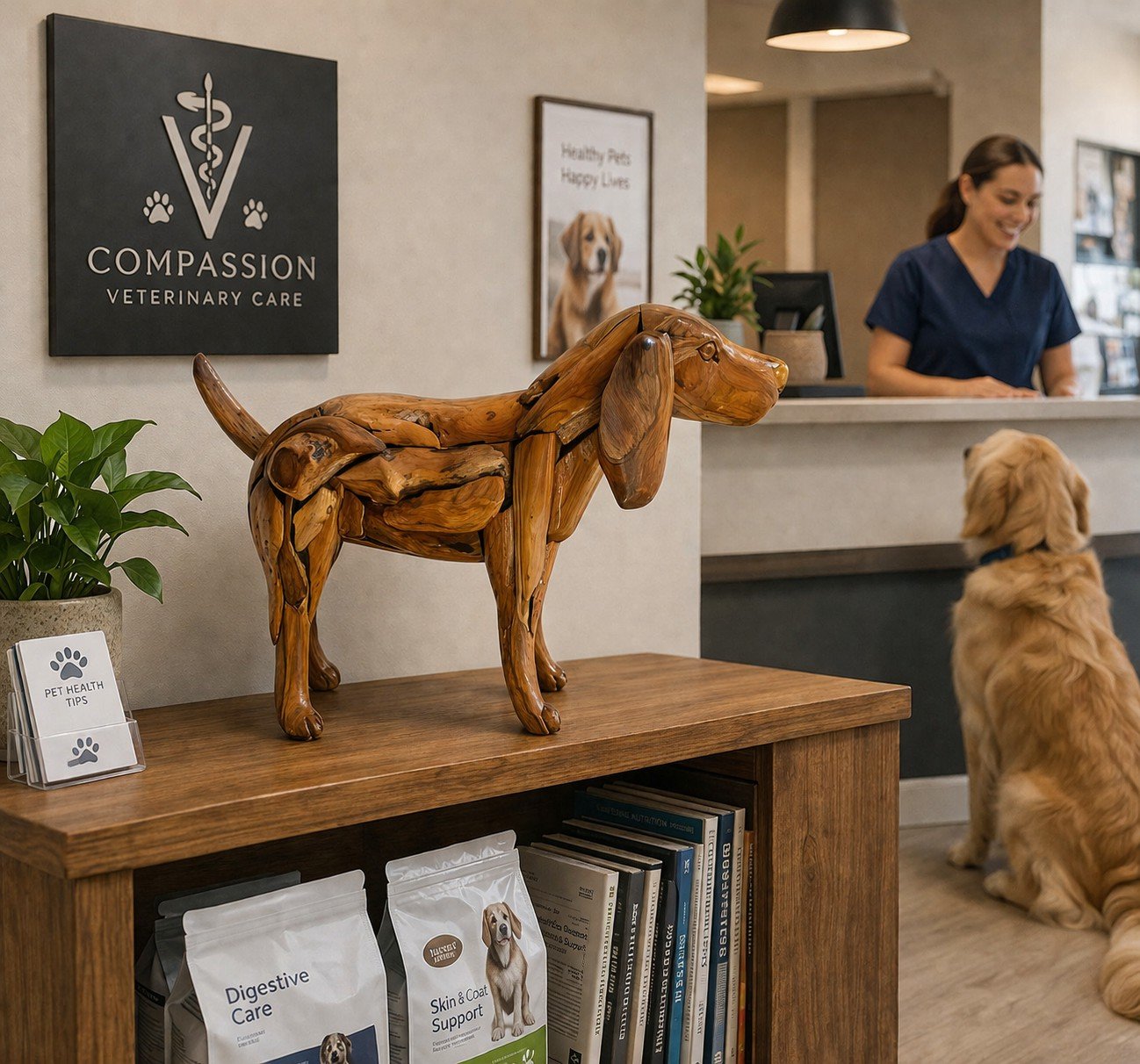 Teak Root Dog Statue