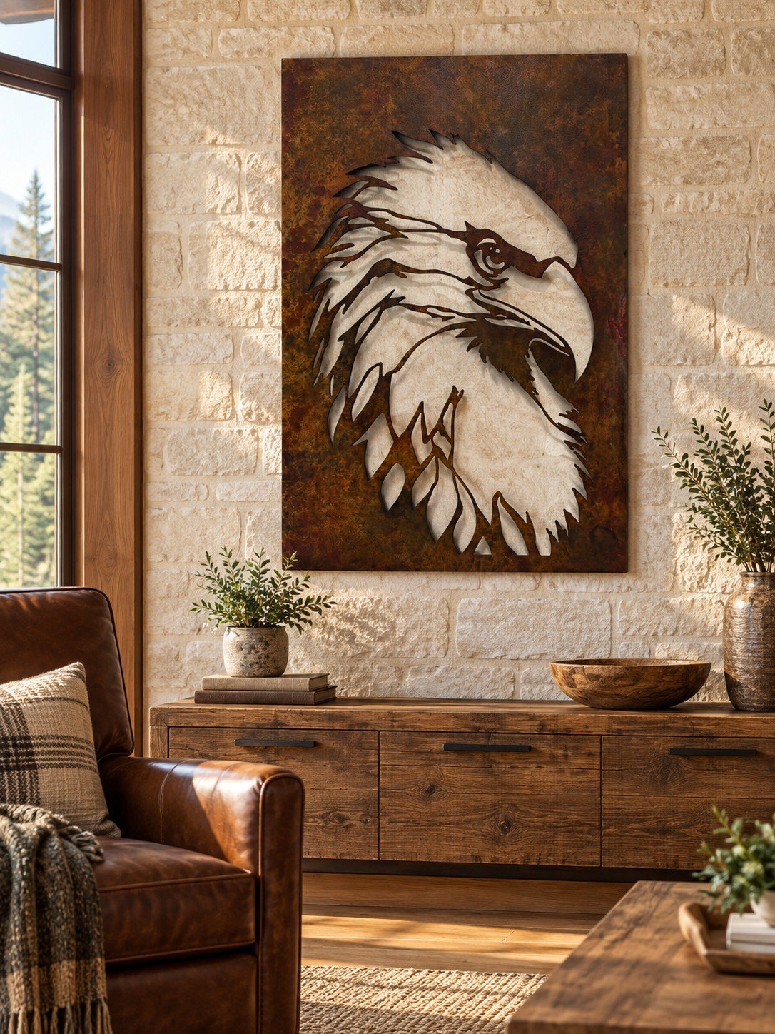 Rustic Metal Eagle Portait Wall Art