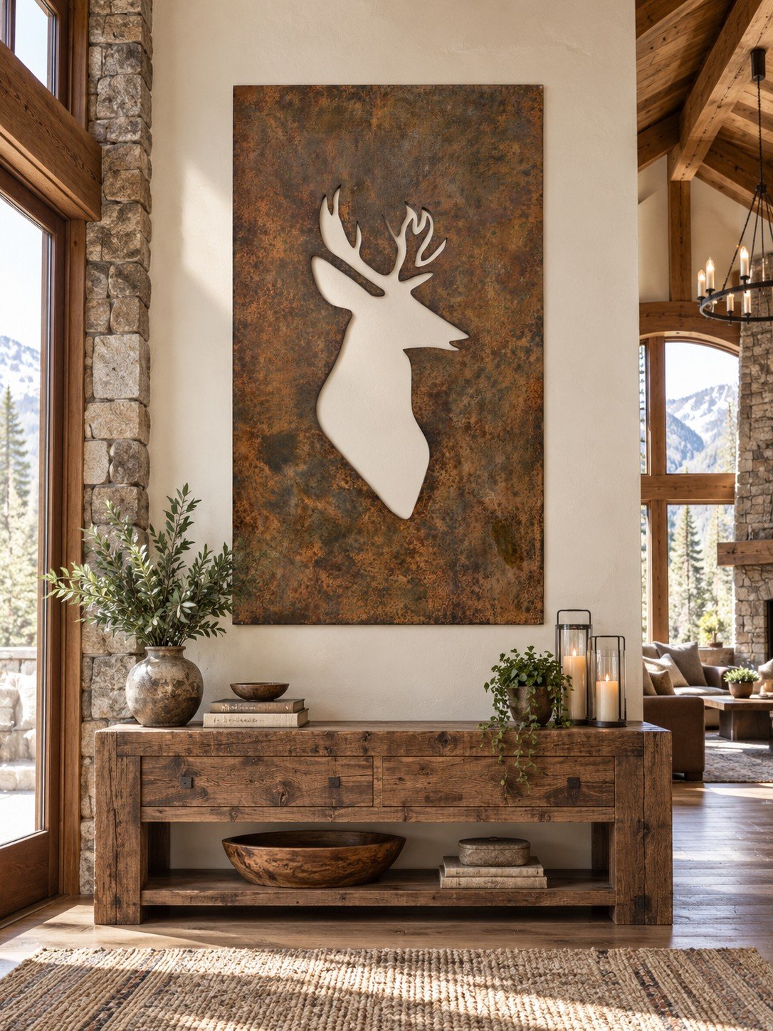 X Large Dramatic Stag Profile Wall Art