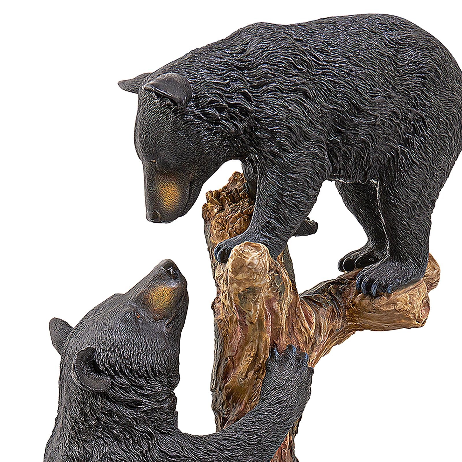 Curious Cubs Climbing Bear Statue - Image 2