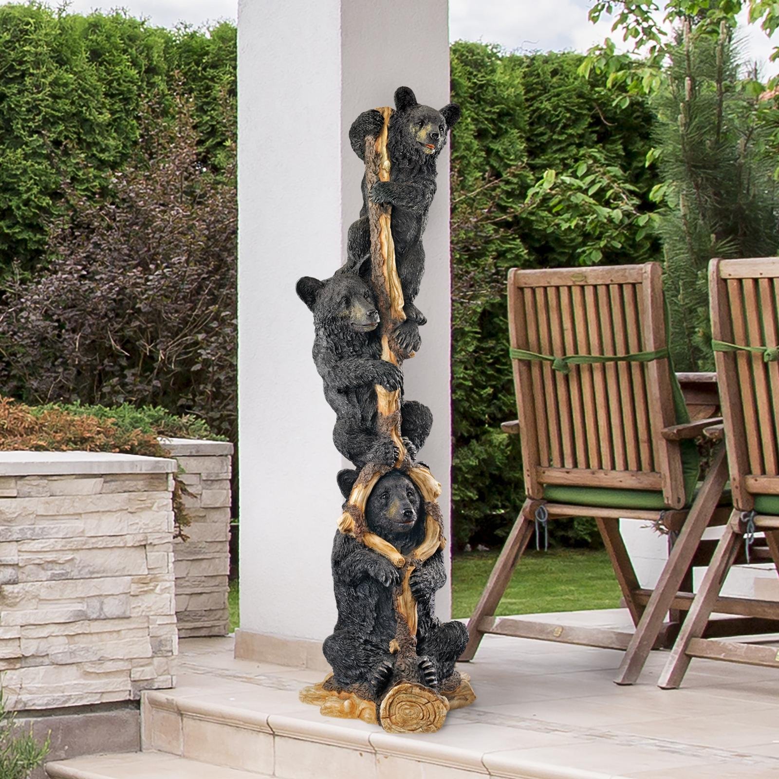Playful Bear Cubs Tree Statue