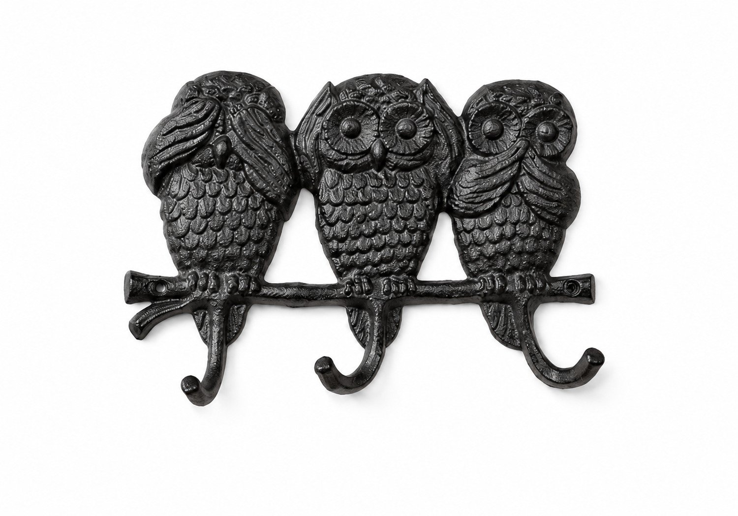 Three Wise Owls Cast Iron Wall Hooks