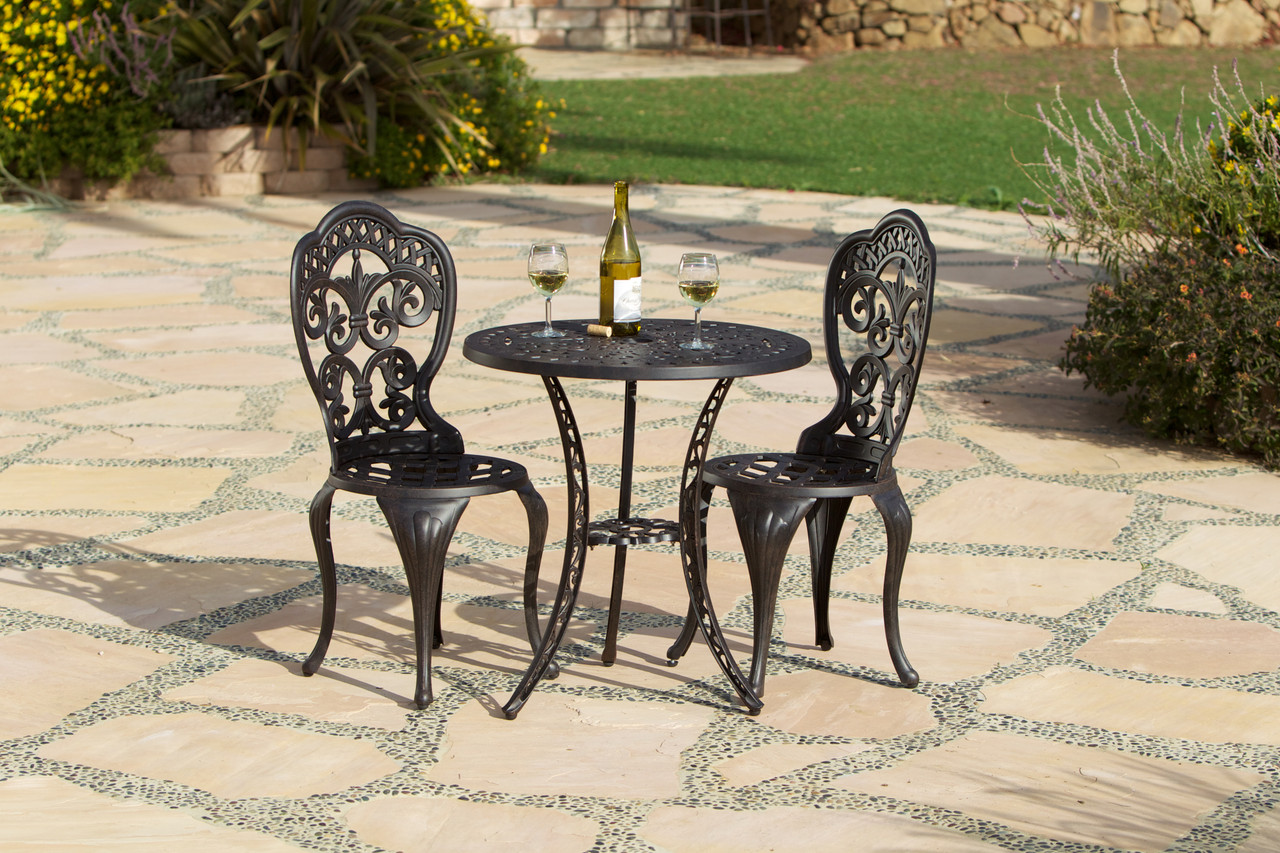 Fiesta Outdoor Aluminum 3 Piece Bistro Set Room Scene