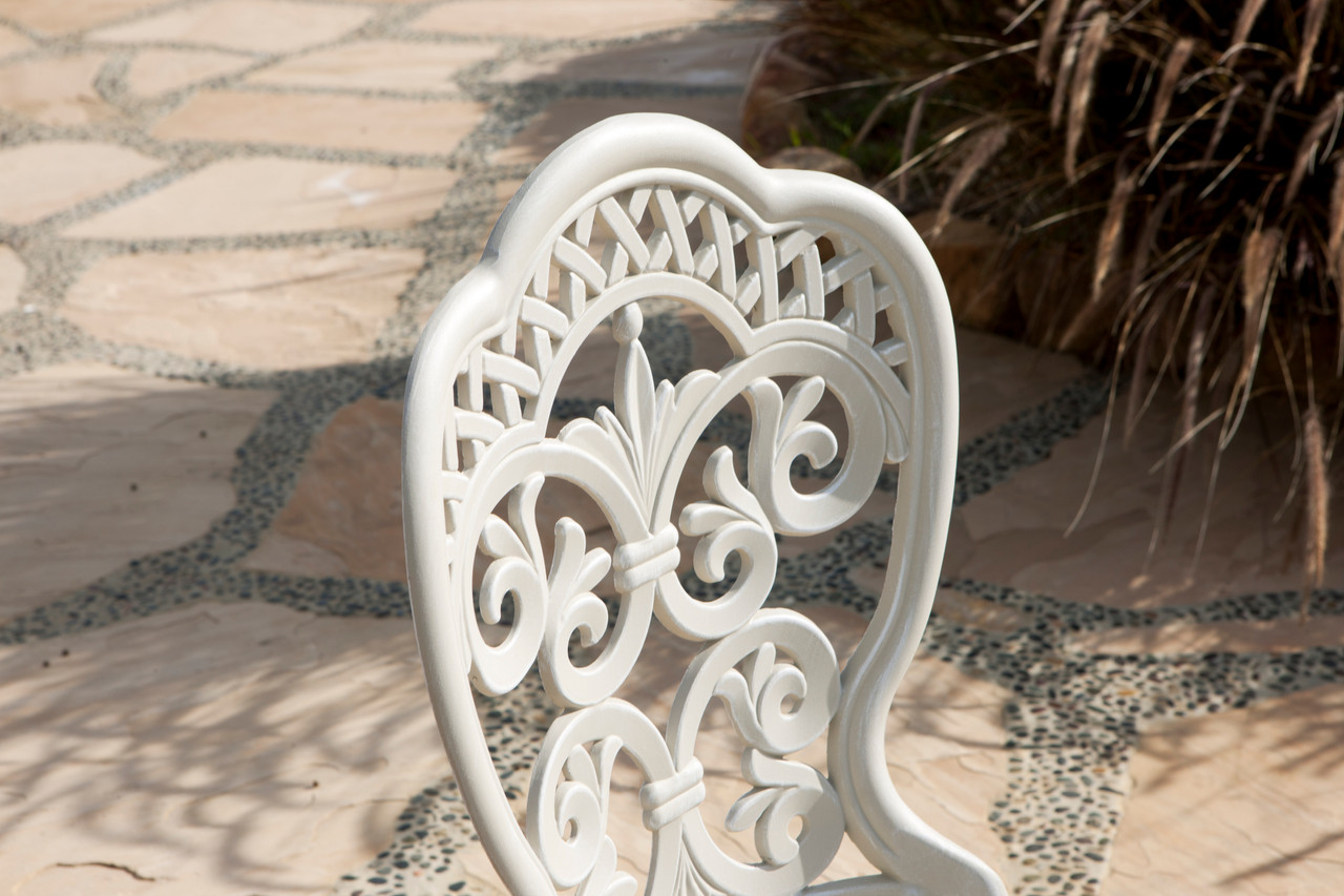 Fiesta Outdoor Aluminum Ecru 3 Piece Bistro Set Close Up Image