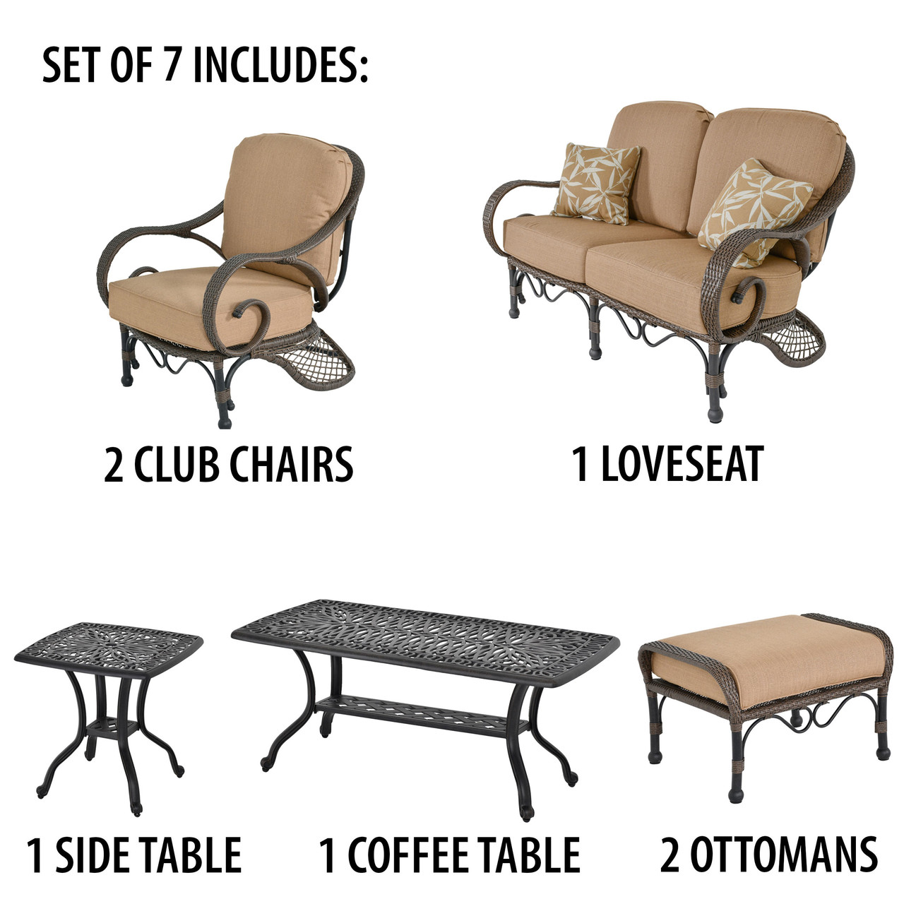 Grand Bonaire Weave Outdoor 7 Piece Outdoor Set (KIT) Room Scene