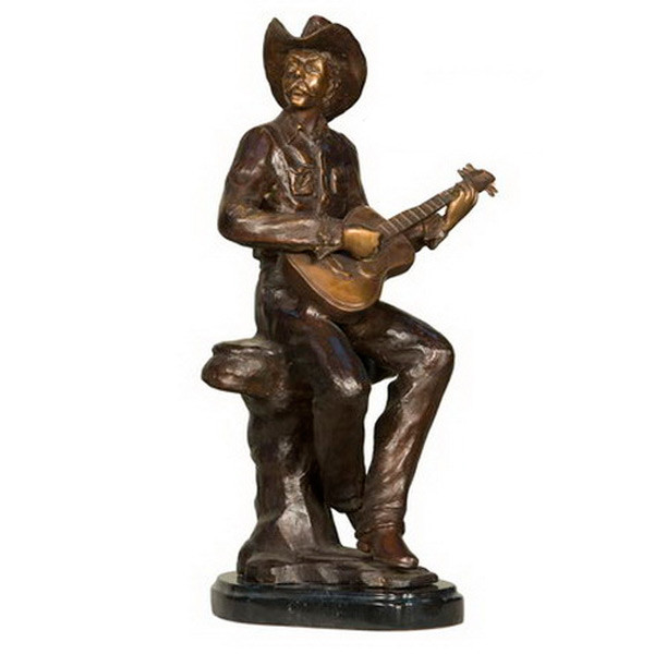 Cowboy with Guitar on  Marble Base