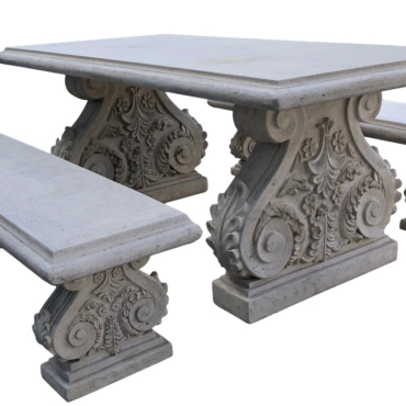 Classic Acanthus Garden Table and Bench set of 3 (KIT)