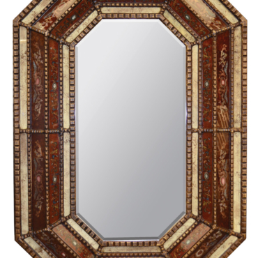 Peruvian Painted Glass Octagonal Mirror