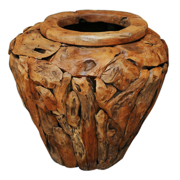 Wide Teak Vase