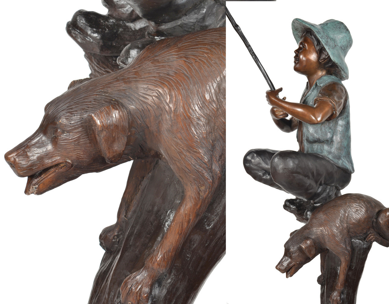 Boy Fishing from Tree 54 Inch Close Up Image