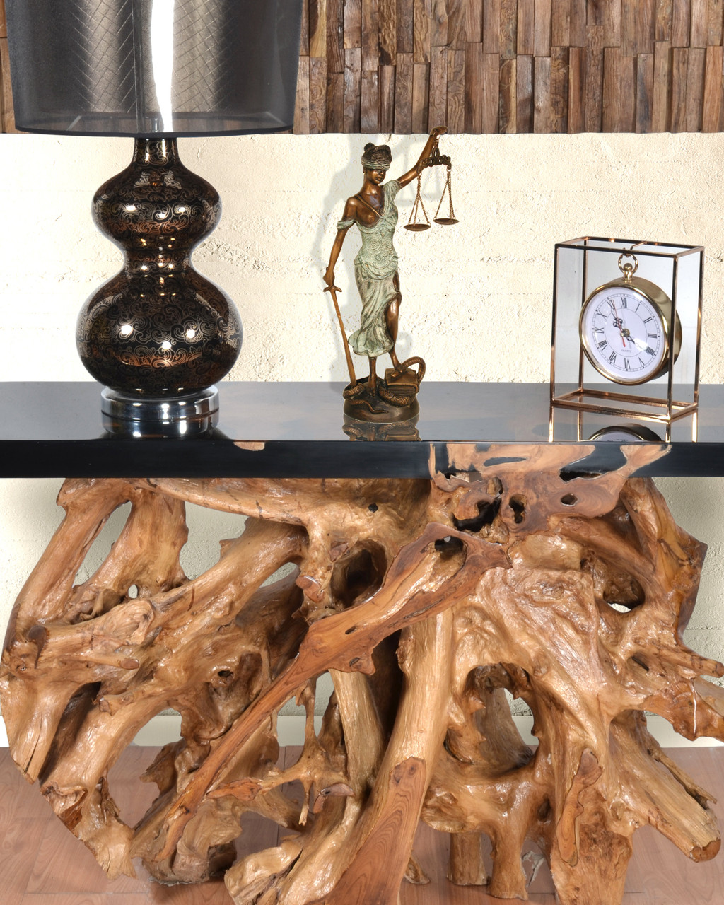 Bronze Blind Justice on Marble Base 17 Inch Room Scene