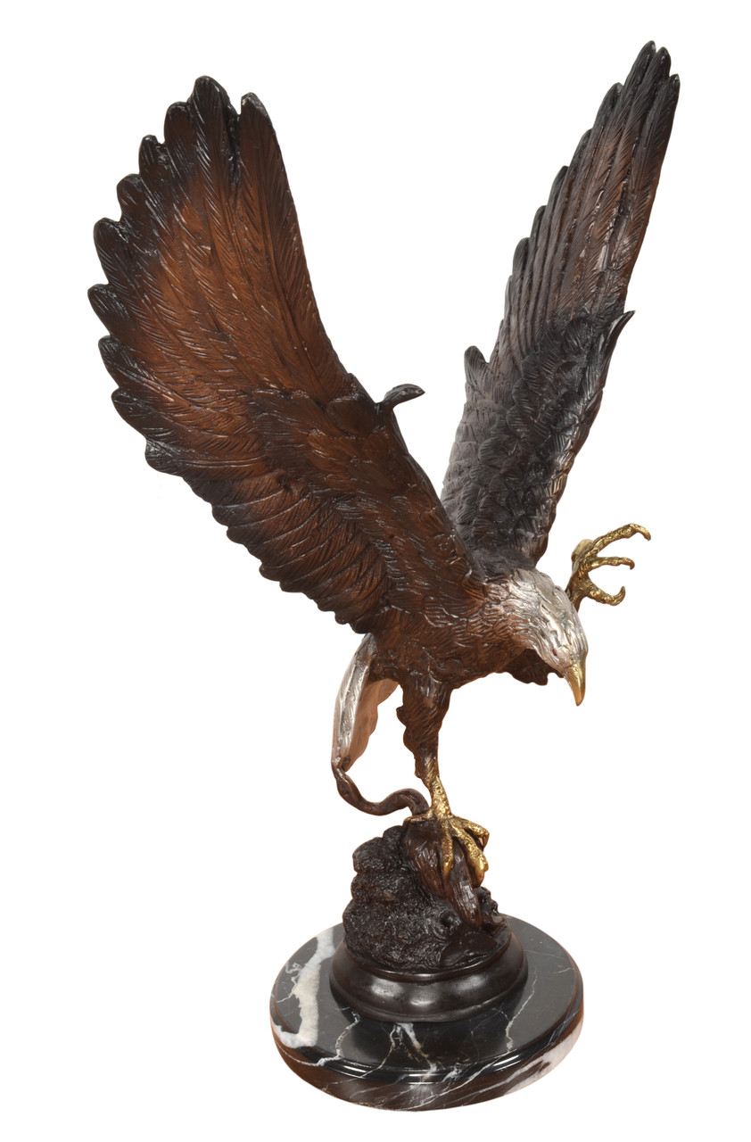 Eagle with Prey on Marble Base 22 Inch Tall Room Scene