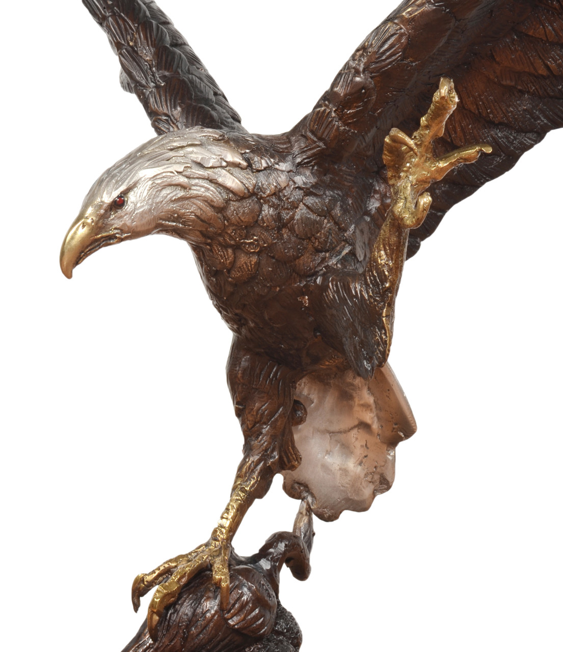 Eagle with Prey on Marble Base 22 Inch Tall Close Up Image