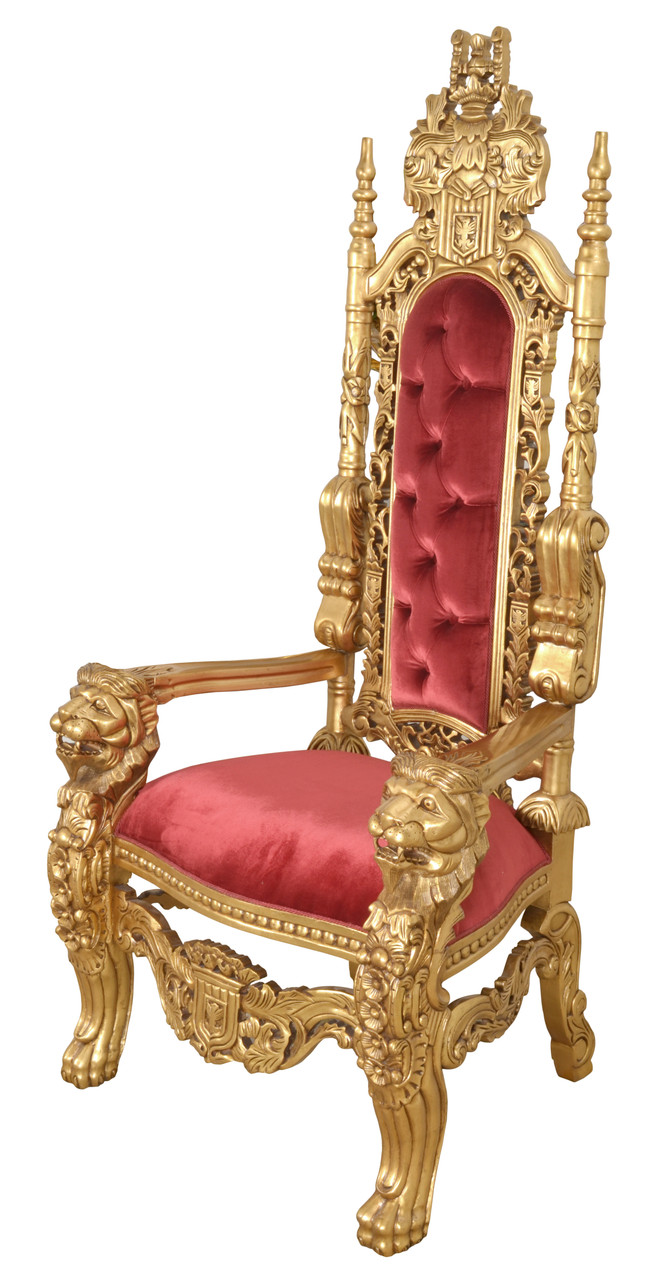 King Chair in Gold Leaf and Burgandy Velvet Room Scene