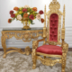 King Chair in Gold Leaf and Burgandy Velvet