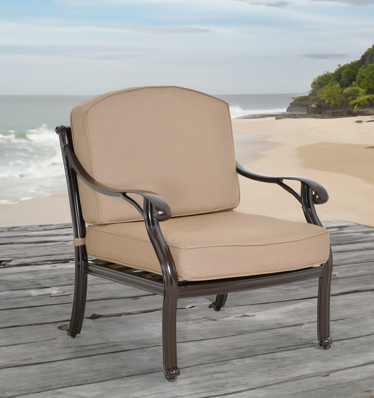 Savannah Outdoor Aluminum Club Chair Close Up Image
