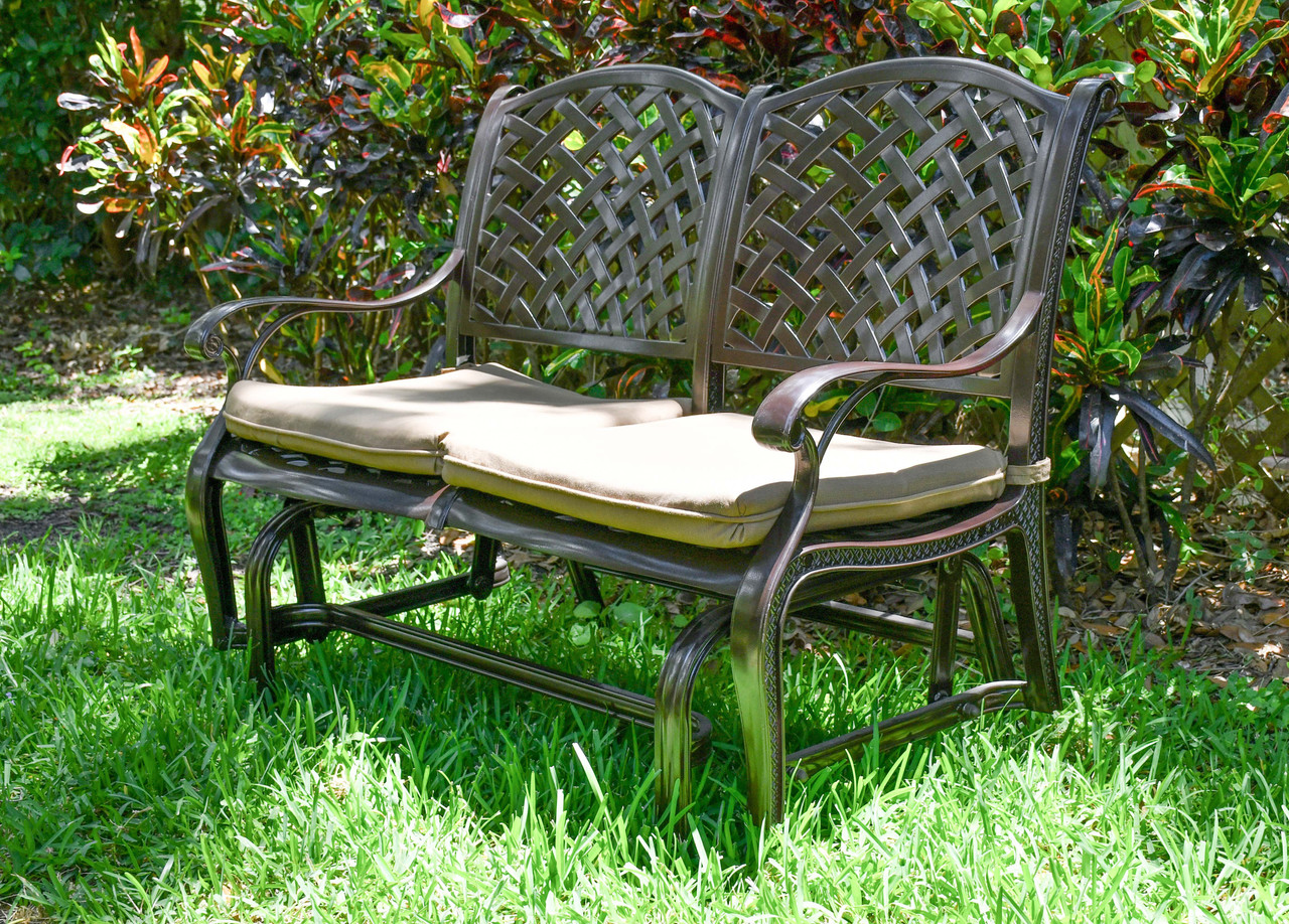 Savannah Outdoor Aluminum Bench Glider Room Scene