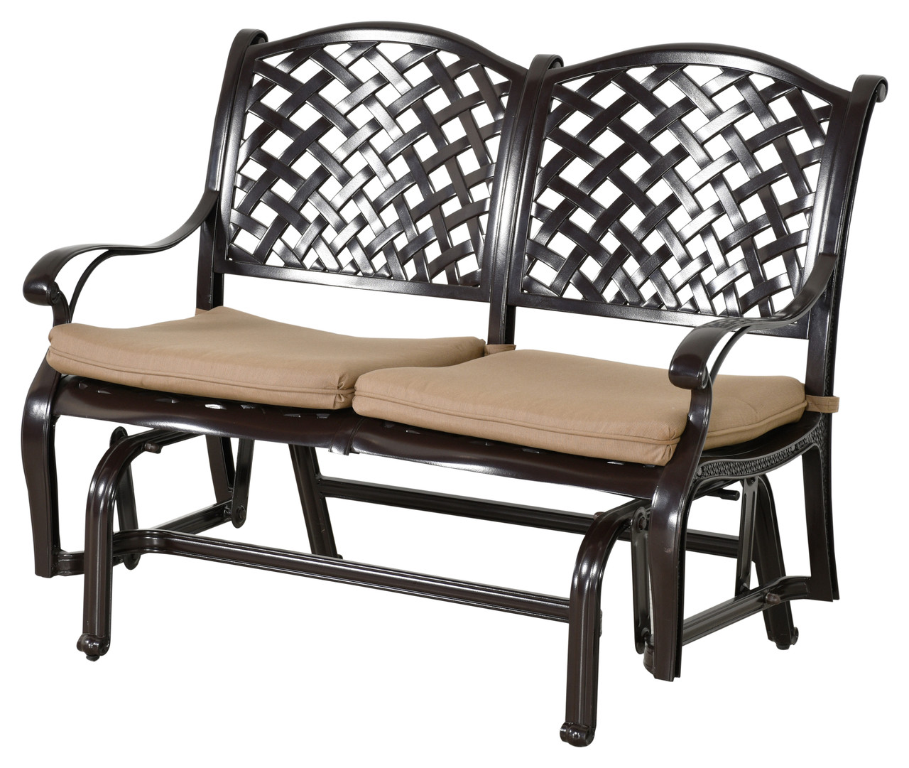Savannah Outdoor Aluminum Bench Glider Close Up Image