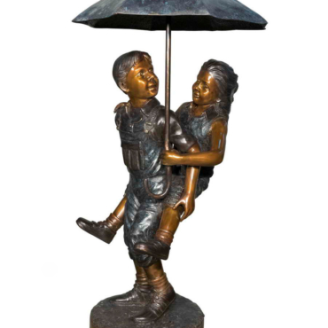 Boy and Girl with Umbrella Fountain