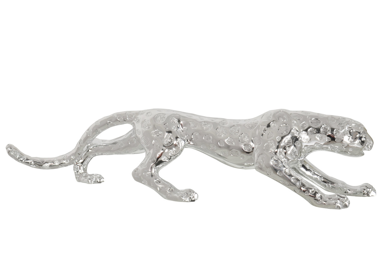 Standing Silver Leopard Large 31 Inches Long Close Up Image