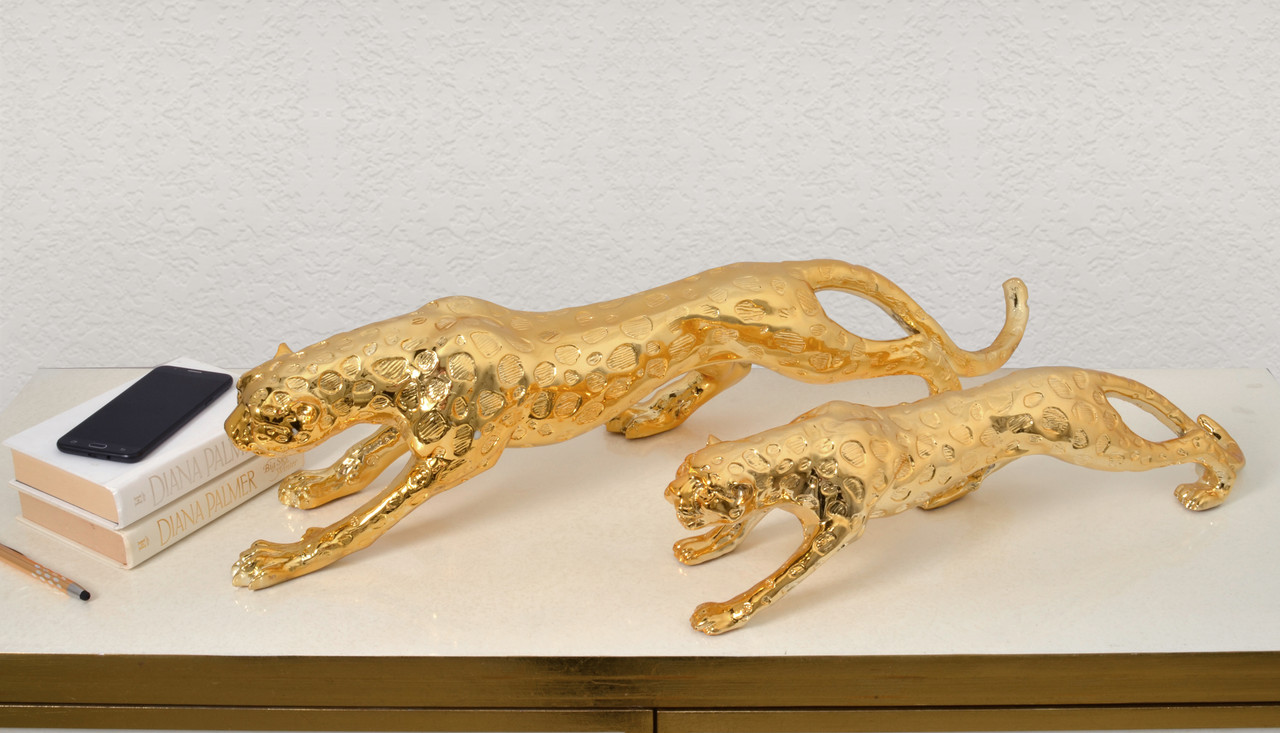 Standing Gilt Leopard 22 Inches Long Room Scene