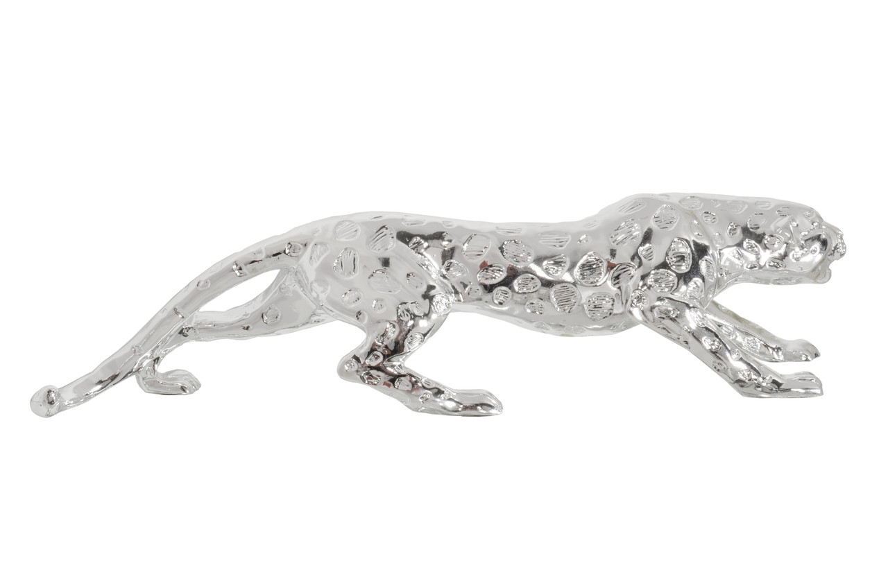 Standing Silver Leopard 22 Inches Long Close Up Image