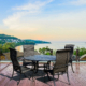 Wyndermere Woven Outdoor Round Dining Table Set of 5 (KIT) Close Up Image