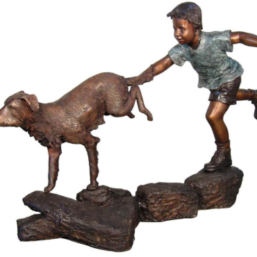 Boy Running with Dog