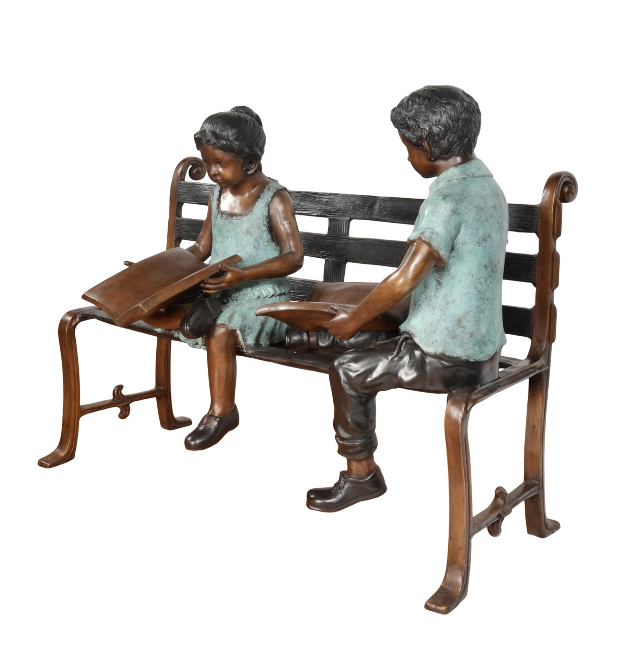 Boy and Girl on Bench 51 Inch Wide Room Scene