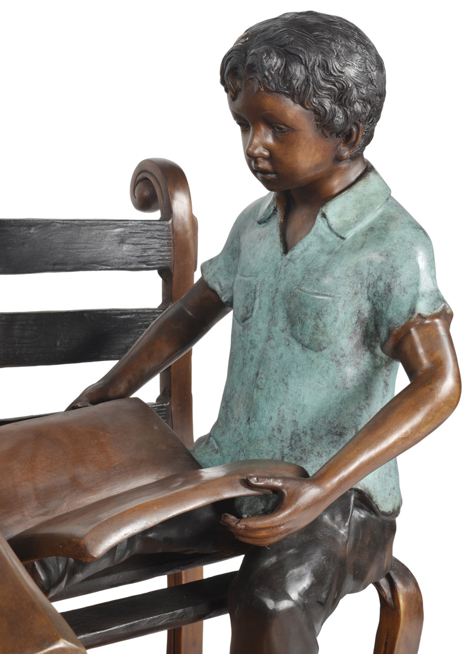 Boy and Girl on Bench 51 Inch Wide Close Up Image