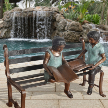 Boy and Girl on Bench 51 Inch Wide