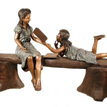 Girl and Boy Reading on Bench