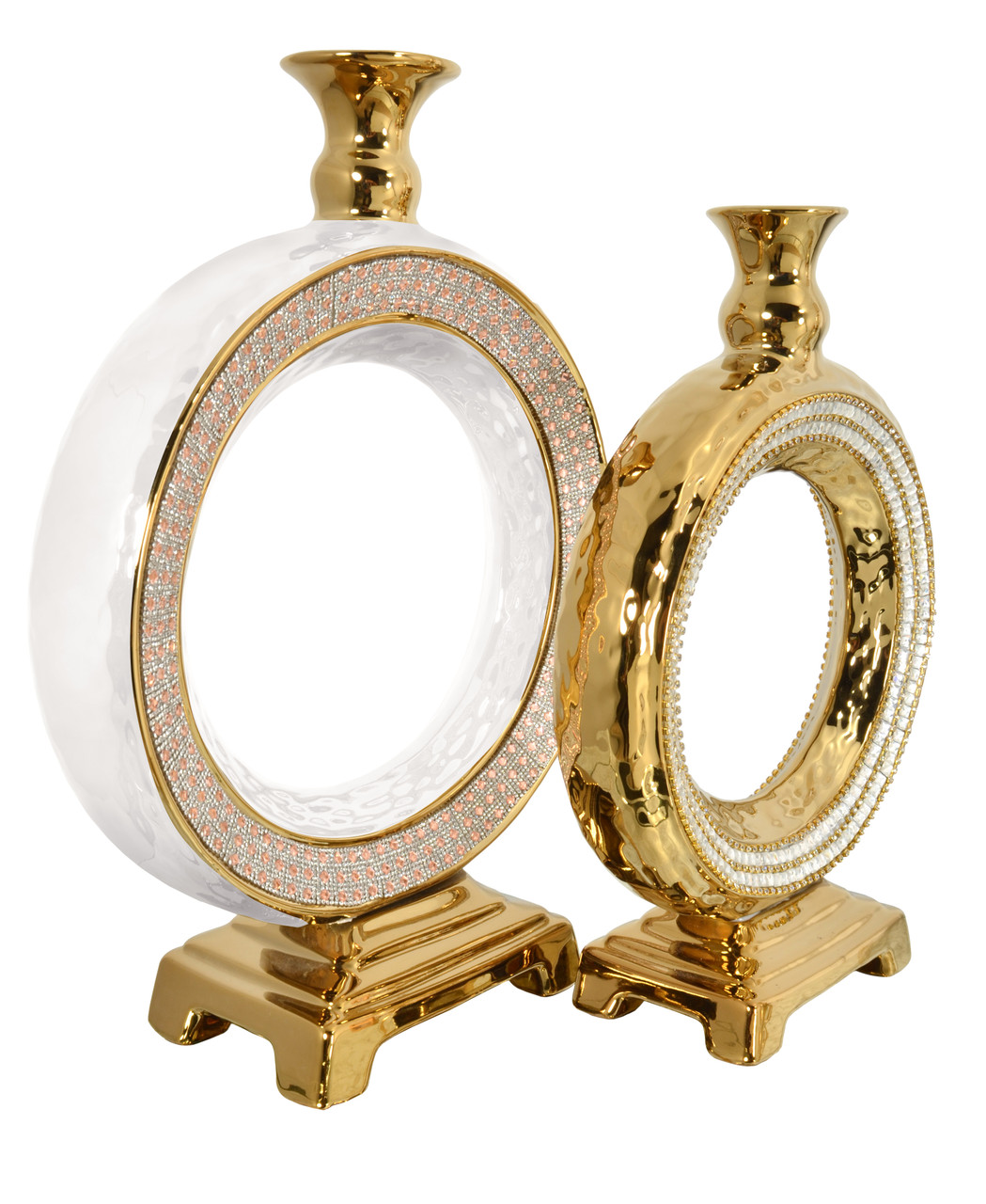 Contemporary Circular Rhinestone Vase Set of 2 Room Scene