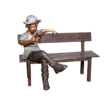 Boy Sitting On Long Bench