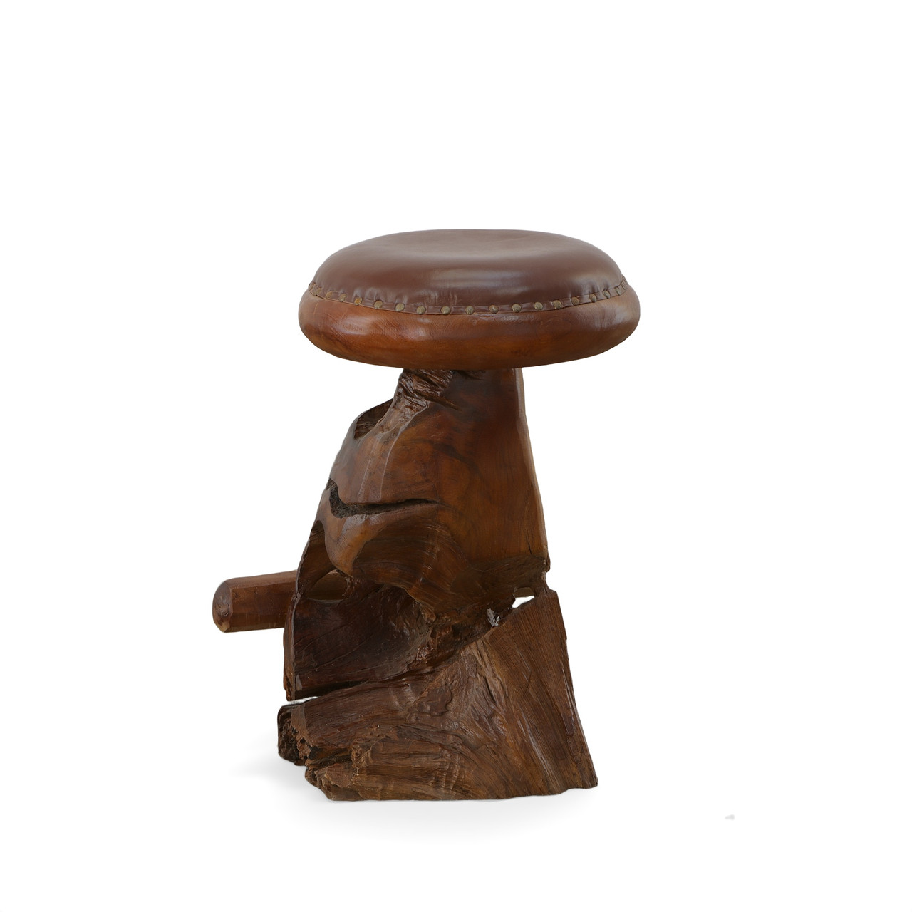 Old Growth Teak Root Counter Stool Close Up Image