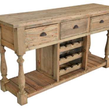 Farmhouse Console with Wine Rack in All Natural Finish