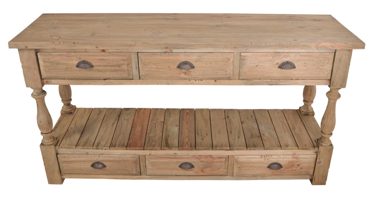 Farmhouse 6 drawer Console Table Room Scene