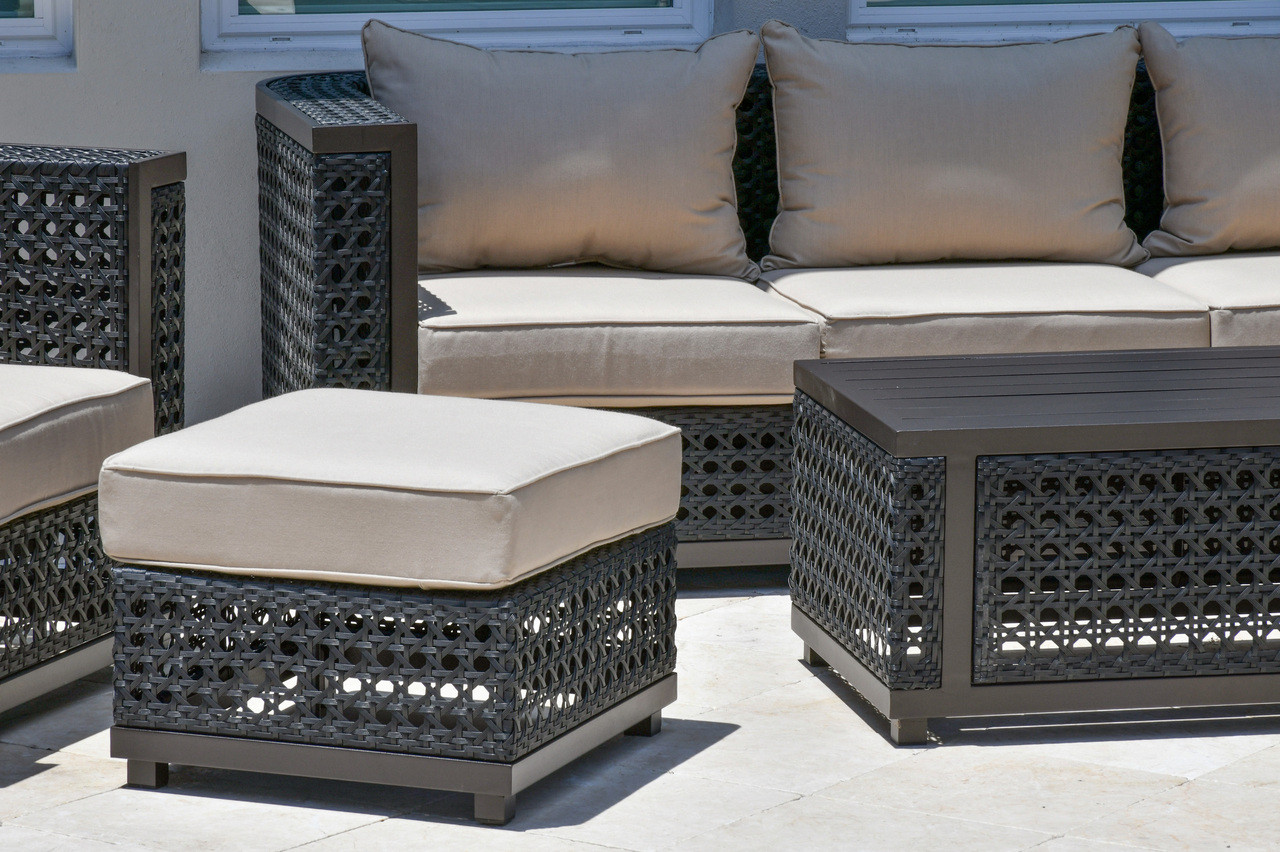 Monterey Outdoor Club Ottoman Close Up Image