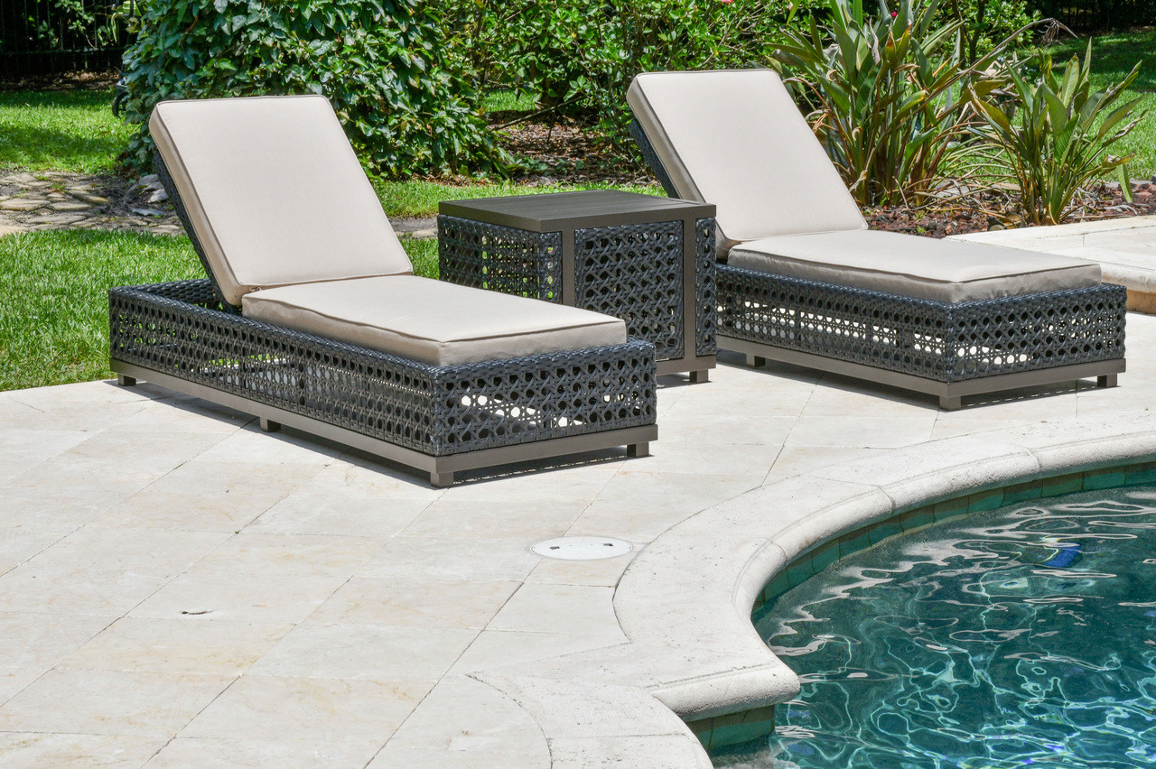 Monterey Outdoor Chaise and Side Table Set of 3 (KIT) Room Scene