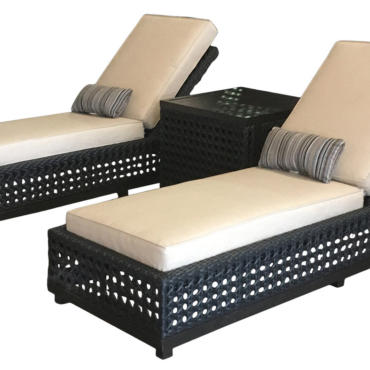 Monterey Outdoor Chaise and Side Table Set of 3 (KIT)